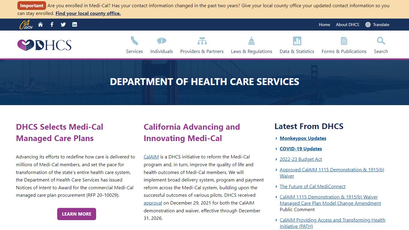 DHCS Homepage - California